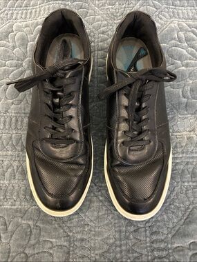 Bruno Marc Men's Black Leather Lace-Up Sneakers
